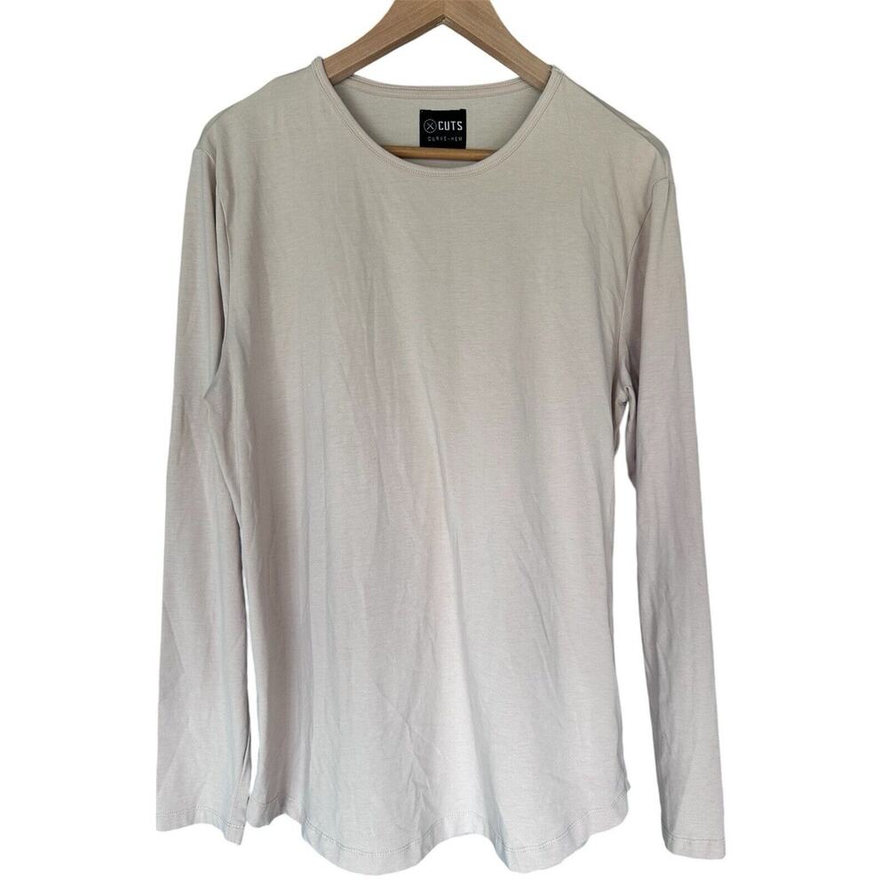 CUTS Long Sleeve Crew Curve-Hem Tee Shirt Sandstone Men’s Size Large